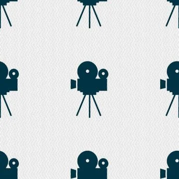 Video camera sign icon.content button. Seamless abstract background with geom Illustrazione stock