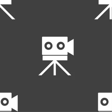 Video camera sign icon.content button. Seamless pattern on a gray background. Illustrazione stock