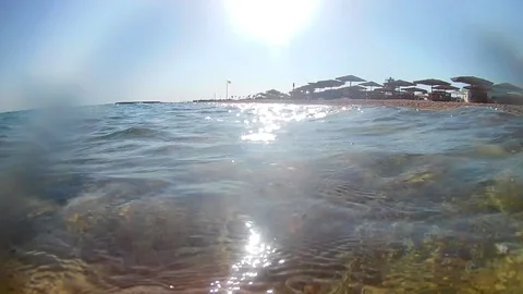 Video from a camera that sways on the waves of the surf Stock Footage 114656935