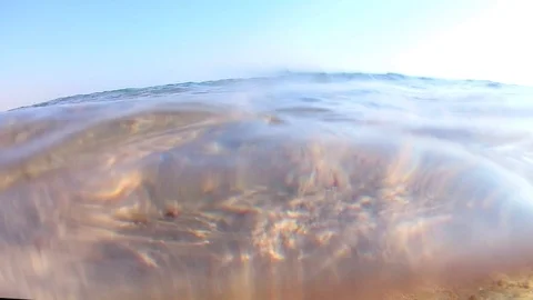 Video from a camera that sways on the waves of the surf near the shore with that Stock Footage 114802047