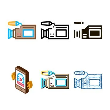 Video camera tool stylized icon vector outline Stock Illustration