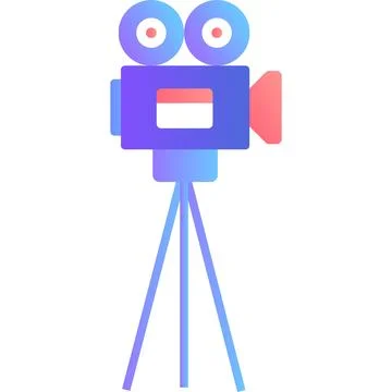 Video camera on tripod flat vector icon Stock Illustration