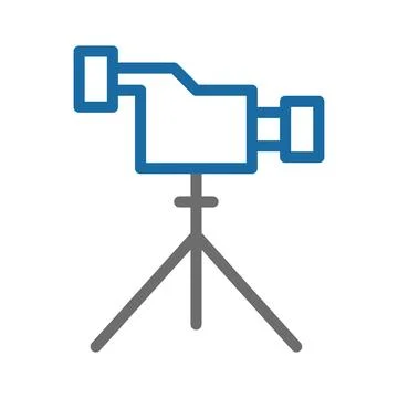Video camera on tripod icon. Concept of filmmaking, recording, and production Stock Illustration
