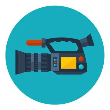 Video camera vector icon in circle Stock Illustration