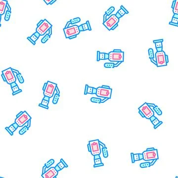 Video camera vector seamless pattern sign Illustrazione stock