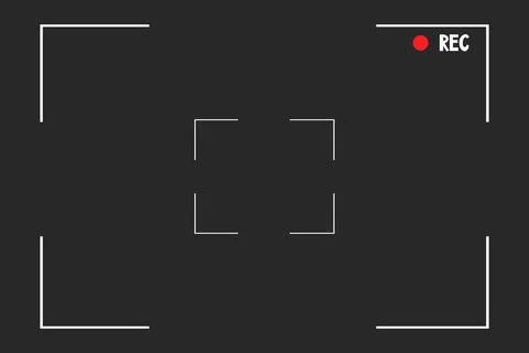 Video camera viewfinder overlay template, interface on dark background. Photo Stock Illustration