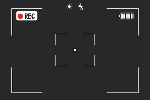 Video camera viewfinder overlay template, interface on dark background. Photo 스톡 일러스트
