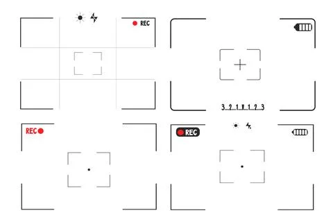 Video camera viewfinder overlay template, interface. Photo focus screen 스톡 일러스트