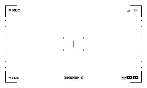 Video camera viewfinder. Png camera frame. Cinematic production overlay blank Stock Illustration