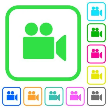 Video camera vivid colored flat icons Stock Illustration