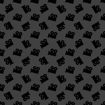 Video-camera web icon. flat design. Seamless gray pattern. Stock Illustration