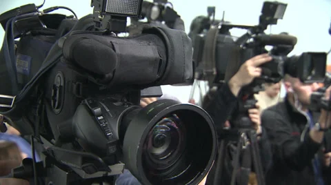 Video cameras at a press conference. Stock Footage 36624356
