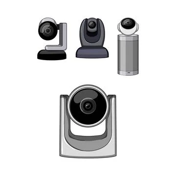 Video cameras providing security and communication technology Stock Illustration