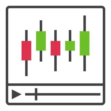 Video with Candlestick Chart vector Crypto Trading Tutorial icon or design .. Stock Illustration