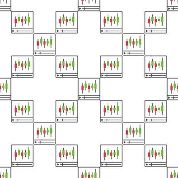 Video with Candlestick Chart vector Crypto Trading Tutorial seamless pattern Stock Illustration