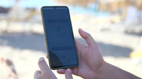 The video captures a traveler finalizing accommodation arrangements through a Stock Footage 318947289
