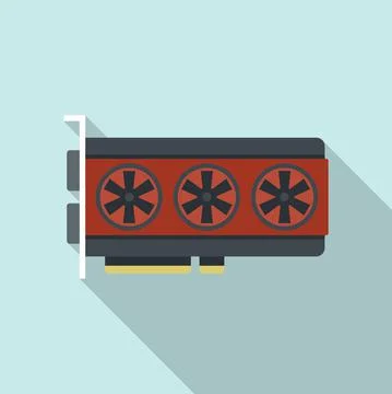 Video card chip icon flat vector. Computer gpu Illustrazione stock
