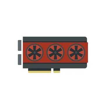 Video card chip icon flat vector. Computer gpu 스톡 일러스트