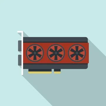 Video card chip icon flat . Computer gpu イラスト素材