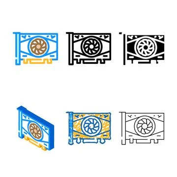 Video card computer color icon vector forms Illustrazione stock
