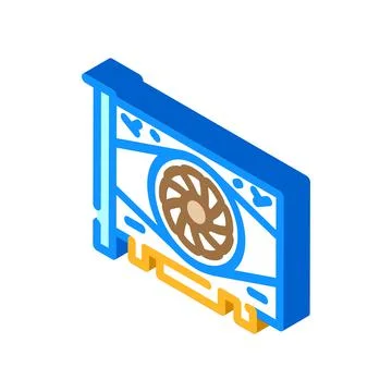 Video card computer isometric icon vector illustration Stock Illustration