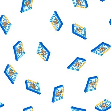 Video card computer isometric icon seamless pattern 库存插图