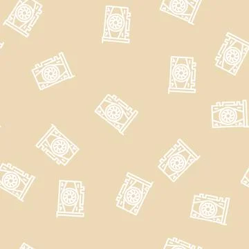 Video card computer line vector seamless pattern Stock Illustration