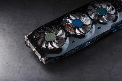 Video card cooling system cooler Selective focus, macro Stock Photos