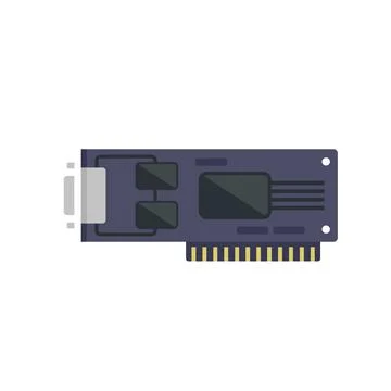 Video card display icon flat vector. Computer graphic Stock Illustration