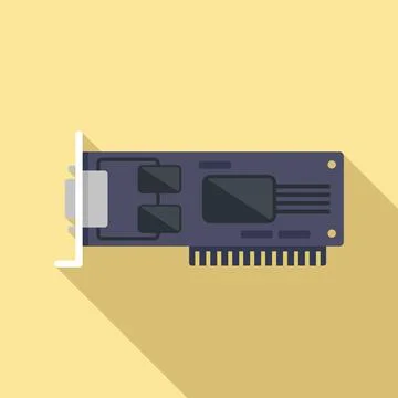 Video card display icon flat . Computer graphic 库存插图