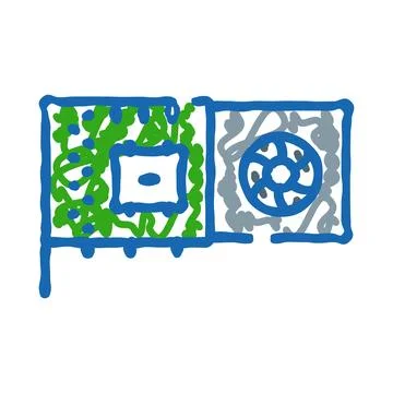 Video card graphic processing unit doodle illustration イラスト素材