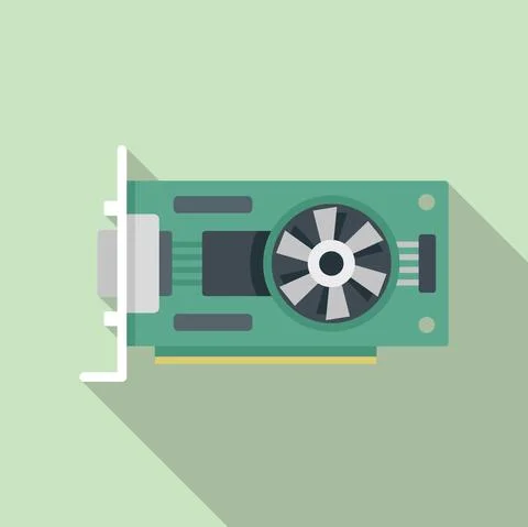 Video card icon flat vector. Graphic gpu Stock-Illustration