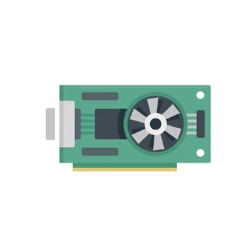 Video card icon flat vector. Graphic gpu Stock-Illustration