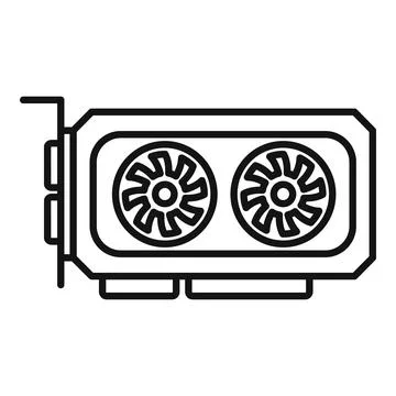 Video card icon outline vector. Graphic gpu Stock-Illustration