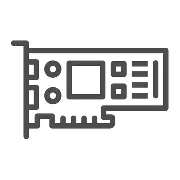 Video card line icon, electronics concept, graphics adapter vector sign on white イラスト素材