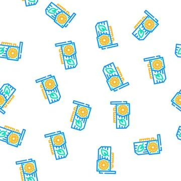 Video card for mining chia cryptocurrency vector seamless pattern Stock Illustration
