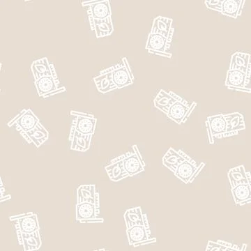 Video card for mining chia cryptocurrency line vector seamless pattern Illustrazione stock