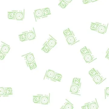 Video card for mining chia cryptocurrency glyph vector seamless pattern Stock Illustration