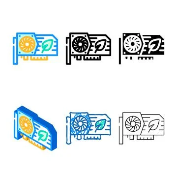 Video card for mining chia cryptocurrency color icon variants vector Stock Illustration
