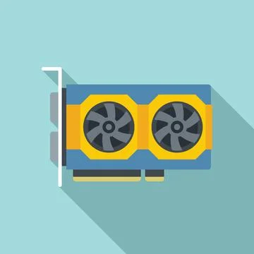 Video card processor icon flat vector. Computer gpu 스톡 일러스트