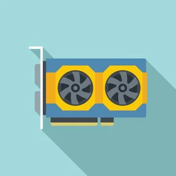 Video card processor icon flat . Computer gpu 스톡 일러스트