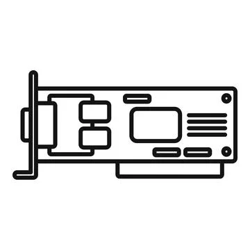 Video card processor icon outline . Computer gpu Illustrazione stock