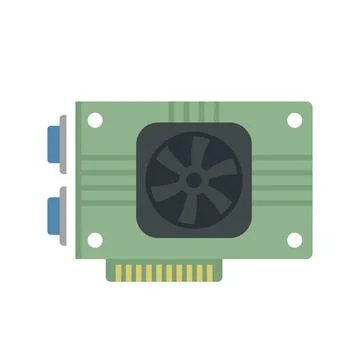 Video card ram icon flat vector. Computer gpu Stock Illustration