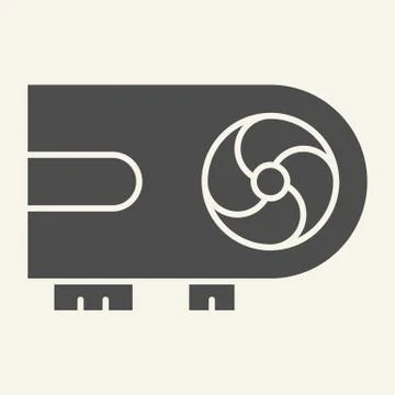 Video card solid icon. Chip vector illustration isolated on white. Cooler glyph 스톡 일러스트