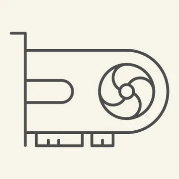 Video card thin line icon. Gpu vector illustration isolated on white. Computer 스톡 일러스트