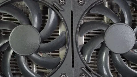 Video card with two coolers from the computer. Video stock 265736344