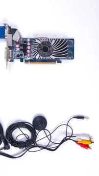 Video cards, electronic circuit, computer component, boards, isolated on whit Stock Photos