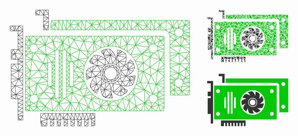 Video Cards Vector Mesh 2D Model and Triangle Mosaic Icon 库存插图