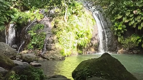 Video of cascade de bis, tropical waterfall in Guadeloupe Video stock 291686286