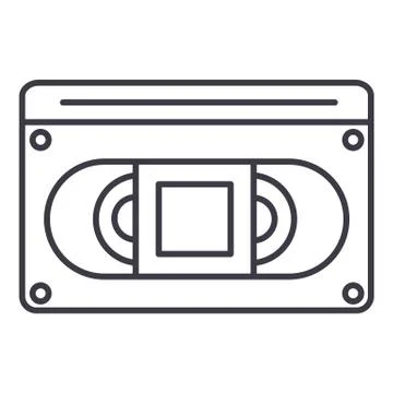 Video cassete vector line icon, sign, illustration on white background, edita Stockillustratie